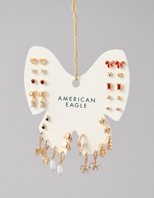 American Eagle AEO Gold & Red Earrings 18-Pack — фото 2