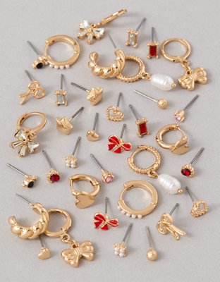 AEO Gold & Red Earrings 18-Pack