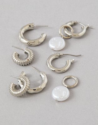 Ae Silver Earring 3 Pack Women s Silver One Size