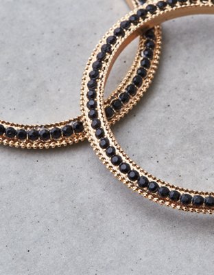 American Eagle AEO Gold Pavé Hoop Earrings — фото 2