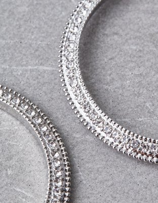 Aretes tipo aro plateados con estrás AEO