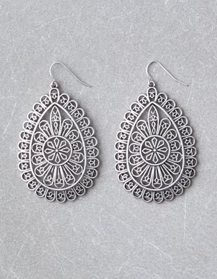 American Eagle AEO Silver Teardrop Cutout Earrings — фото 2