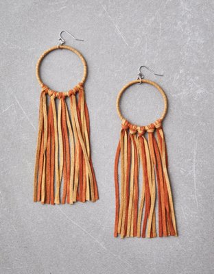 American Eagle Micro Suede Duster Hoop Earrings — фото 2