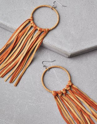 Micro Suede Duster Hoop Earrings