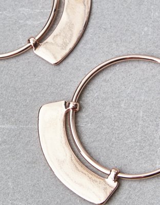 American Eagle AEO Rose Gold Hoop Plate Earrings — фото 2