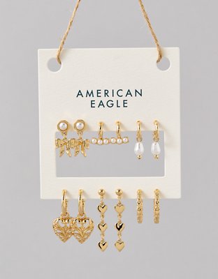 AEO Pearl & Heart Earrings 6-Pack