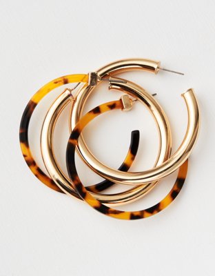 American Eagle AEO Tort & Metal Hoop Earring 2-Pack — фото 3