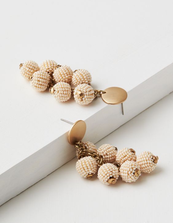 AEO Cream Seed Bead Cluster Earring