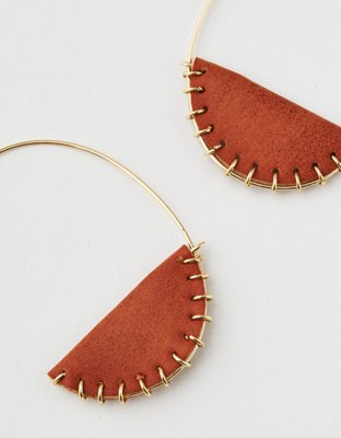 American Eagle AEO Brown Faux Leather Earring — фото 2