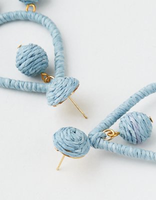 AE Pale Blue Teardrop Raffia Earring