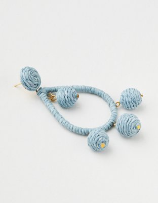 AE Pale Blue Teardrop Raffia Earring