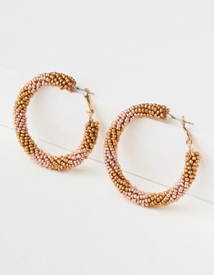 AE Multi Gold Seed Bead Hoop Earring - 