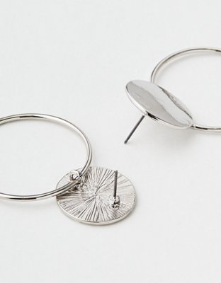 American Eagle AE Double Frontal Metal Disk Hoop Earring — фото 3