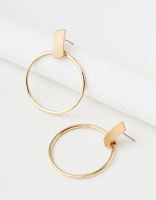 American Eagle AE Double Frontal Metal Bar Hoop Earring — фото 3