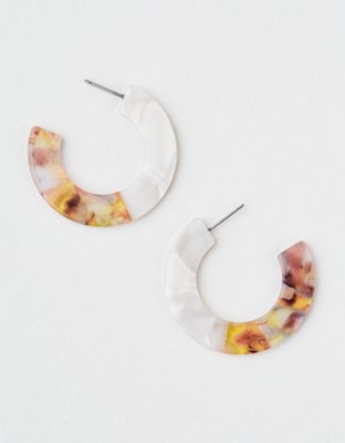 AE Color Block Blush Resin Flat Hoop Earring