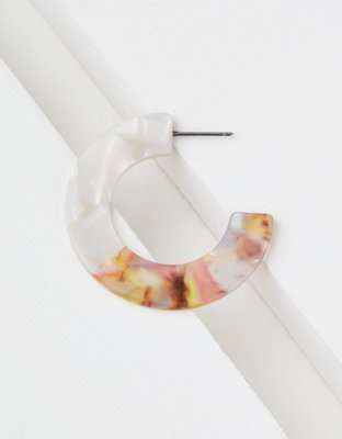 AE Color Block Blush Resin Flat Hoop Earring