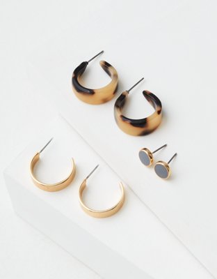 AE Tortoise & Gold Hoop Earring 3-Pack