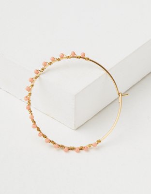AE Pink & Gold Seed Bead Hoop Earring