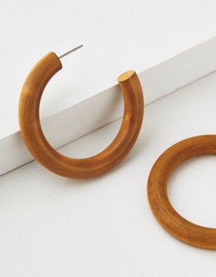 AEO Wood Hoop Earring