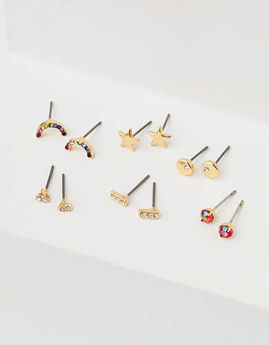 AEO Rainbow Stud Earrings 6-Pack