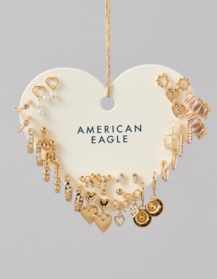 AEO Gold Heart Earrings 18-Pack