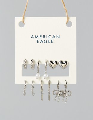 AEO Silver Heart & Star Earrings 6-Pack
