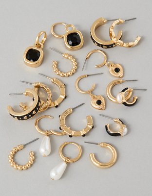 AEO Black & Gold Earrings 9-Pack