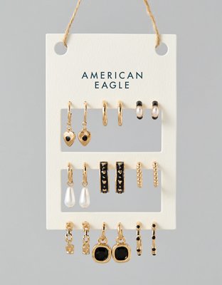AEO Black & Gold Earrings 9-Pack
