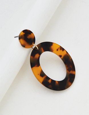 American Eagle AEO Tortoise Oval Hoop Earring — фото 2