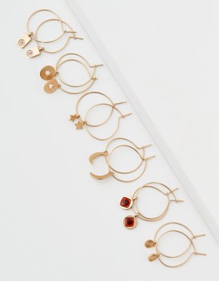 American Eagle AEO Mini Charm Hoop Earrings 6-Pack — фото 2