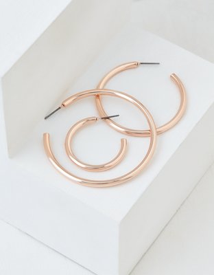 American Eagle AEO Rose Gold Hoop Earrings 3-Pack — фото 2