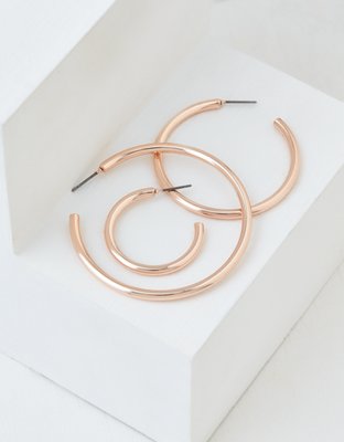 AEO Rose Gold Hoop Earrings 3-Pack