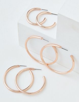 AEO Rose Gold Hoop Earrings 3-Pack