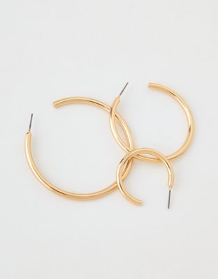 American Eagle AEO Gold Hoop Earrings 3-Pack — фото 2