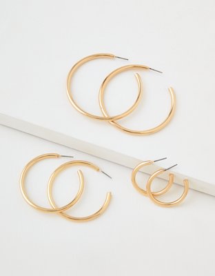 AEO Gold Hoop Earrings 3-Pack