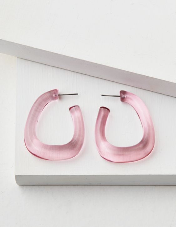 AEO Clear Pink Hoop Earring