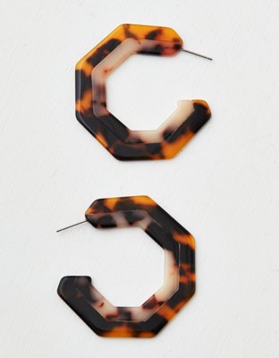 AEO Geo Tortoise Resin Hoop Earring