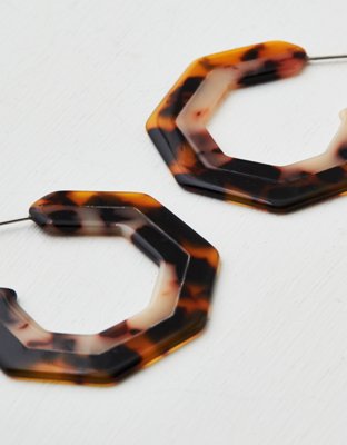 AEO Geo Tortoise Resin Hoop Earring