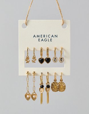 AE Black & Gold Earrings 6-Pack