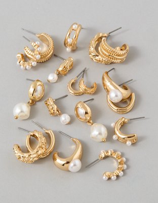 AE Pearl & Gold Earrings 9-Pack