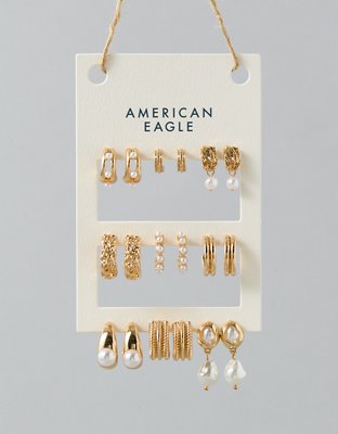 AE Pearl & Gold Earrings 9-Pack