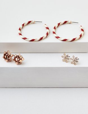 American Eagle AEO Candy Cane Hoop Earrings 3-Pack — фото 3