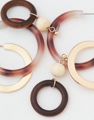 American Eagle AEO Natural + Gold Hoop Earrings 3-Pack — фото 2