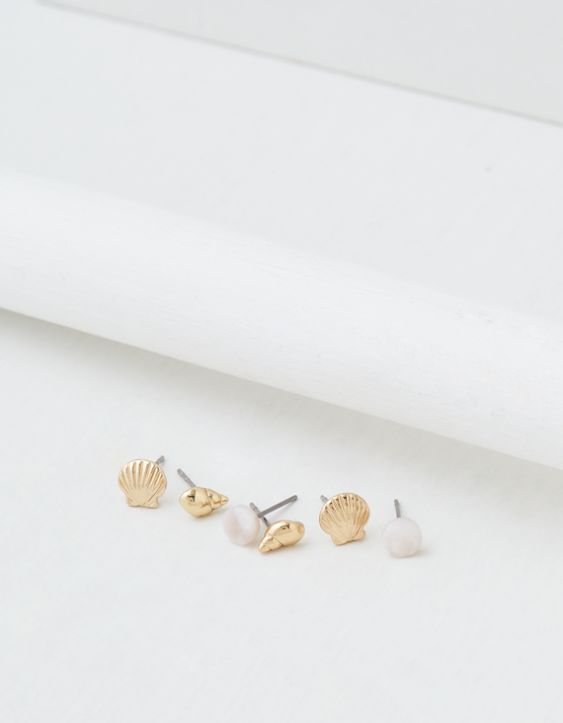 AEO Shell Hoop + Stud Earrings 6-Pack