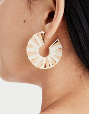 AEO Raffia + Gold Hoop Earrings 2-Pack