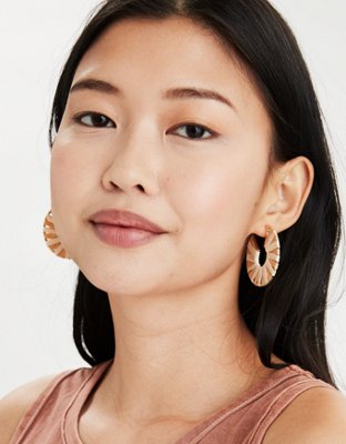 AEO Raffia + Gold Hoop Earrings 2-Pack