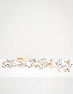 American Eagle AEO Gold + Pearl Earrings 18-Pack — фото 2