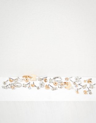 AEO Gold + Pearl Earrings 18-Pack