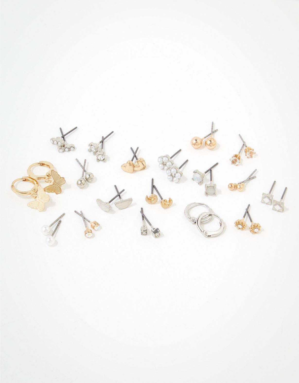 AEO Gold + Pearl Earrings 18-Pack