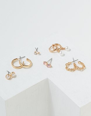 American Eagle AEO Pearl Stud + Hoop Earrings 6-Pack — фото 2